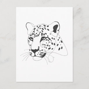 Carte Postale Peint à la main léopard minimaliste ligne art