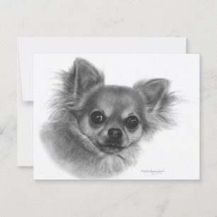 Carte Postale Peint à la main Sweet Chihuahua Gaze Portrait anim