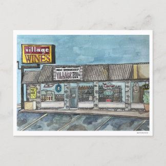 Carte postale peinte à la main des vins du village
