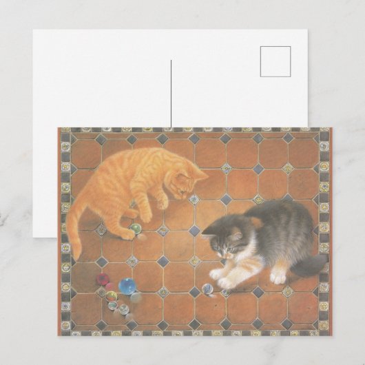 CARTE POSTALE PEINTE CAT (Devant / Derrière)