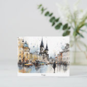 Carte postale peinte Prague (Debout devant)