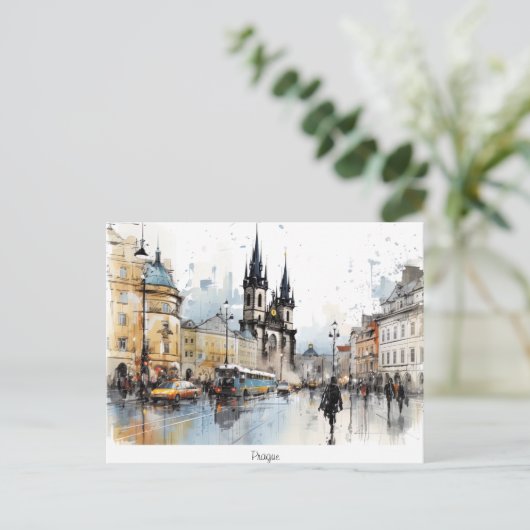 Carte postale peinte Prague (Debout devant)