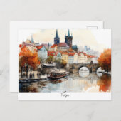 Carte postale peinte République tchèque (Devant / Derrière)