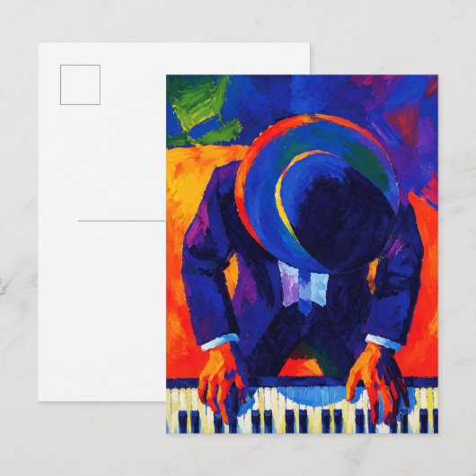 Carte Postale Peintre de jazz Abstrait Coloré (Devant / Derrière)