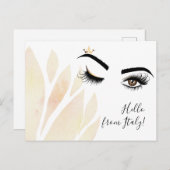 Carte Postale Peintre de maquillage Wink Eye Queen Crown Lash Ex (Devant / Derrière)