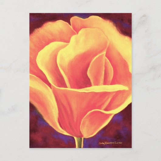 Carte Postale Peinture à fleurs de pavot jaune - Multi (Devant)