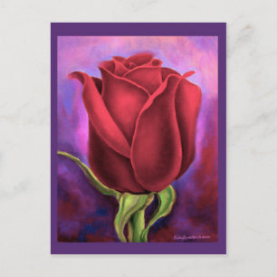 Carte Postale Peinture à fleurs de rose rouge - Multi