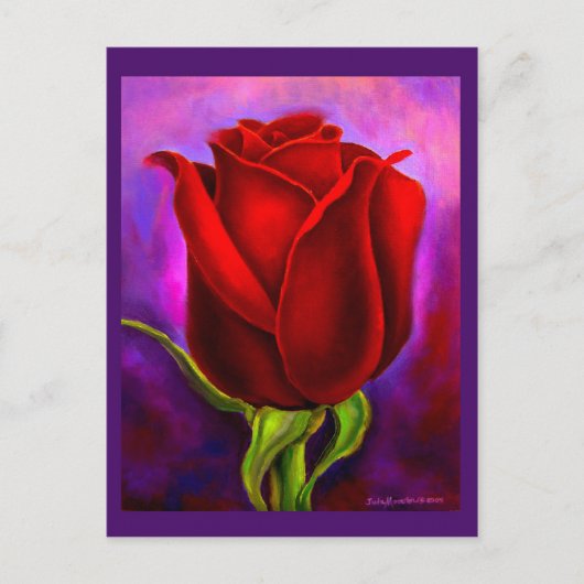 Carte Postale Peinture à fleurs de rose rouge - Multi (Devant)