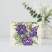 Carte Postale Peinture à fleurs tropicales pourpres - Multi (Debout devant)