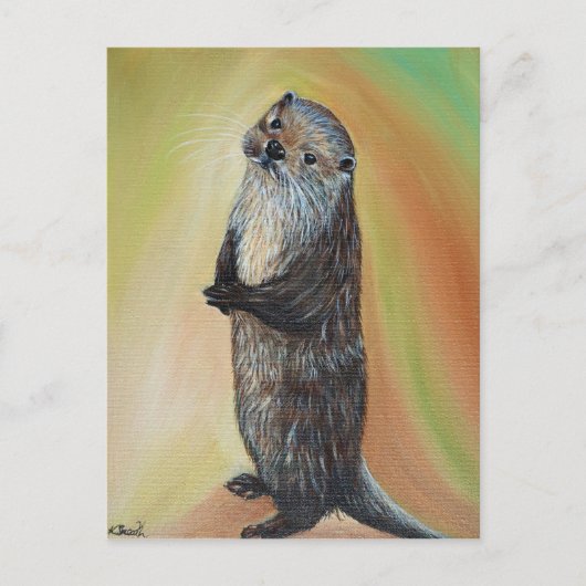 Carte Postale Peinture à la loutre de la rivière debout (Devant)