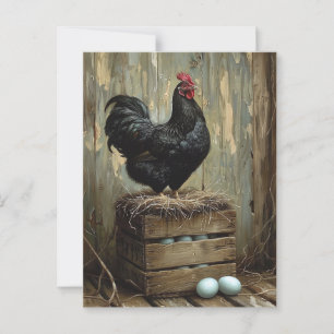 Carte Postale Peinture à l'américaine d'une poule noire