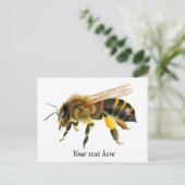 Carte Postale Peinture à l'aquarelle d'abeille à miel (Debout devant)