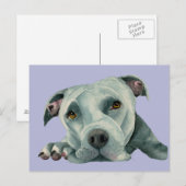 Carte Postale Peinture à l'aquarelle de Chien-taureau doux (Devant / Derrière)