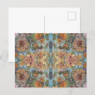 Carte Postale Peinture à l'aquarelle de jardin fleuri de style v