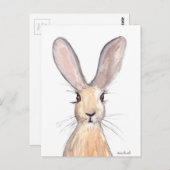 Carte Postale Peinture à l'aquarelle de lièvre (Devant / Derrière)