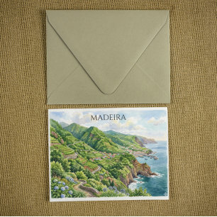 Carte Postale Peinture à l'aquarelle de Madère Portugal colorée