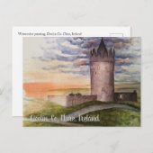 Carte Postale Peinture à l'aquarelle, Doolin, Comté de Clare (Devant / Derrière)