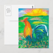 Carte Postale Peinture à l'aquarelle du coq (Devant / Derrière)