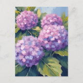 Carte Postale Peinture à l'aquarelle florale de l'Hydrangée viol (Devant)
