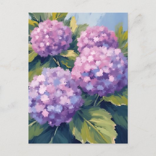 Carte Postale Peinture à l'aquarelle florale de l'Hydrangée viol (Devant)