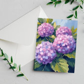 Carte Postale Peinture à l'aquarelle florale de l'Hydrangée viol
