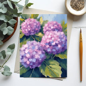 Carte Postale Peinture à l'aquarelle florale de l'Hydrangée viol