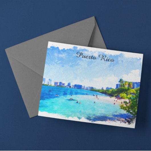 Carte Postale Peinture à l'aquarelle tropicale Porto Rico