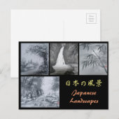 Carte postale Peinture à l'encre Paysages japonais (Devant / Derrière)