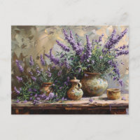 Peinture à l'huile botanique de lavande pointillée