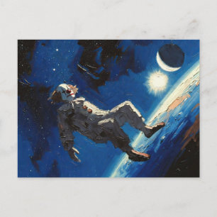 Carte Postale peinture à l'huile "Clown In Space"