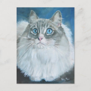 Carte Postale Peinture à l'huile de chat Ragdoll
