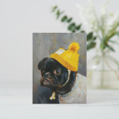 CARTE POSTALE PEINTURE À L'HUILE DE CHIEN FRAÎCHE (Debout devant)