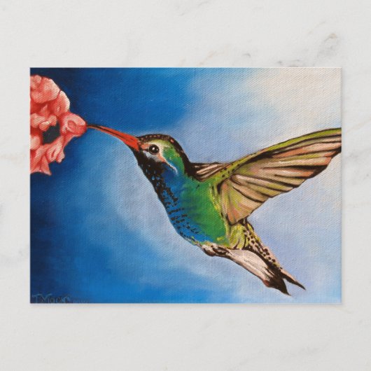 Carte Postale Peinture à l'huile de colibri (Devant)
