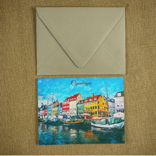 Carte Postale Peinture à l'huile de Copenhague sur le front de m
