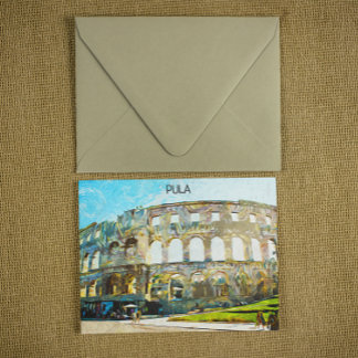 Carte Postale Peinture à l'huile de la ville de Pula Croatie