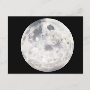 Carte Postale Peinture à l'huile de Pleine lune noire et blanche