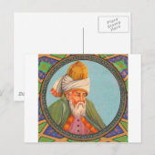 Carte Postale peinture à l'huile de portrait de rumi (Devant / Derrière)