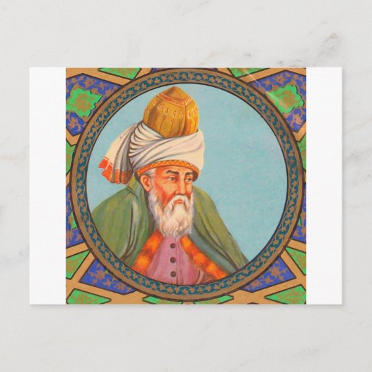 Carte Postale peinture à l'huile de portrait de rumi (Devant)