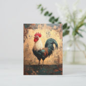 Carte Postale Peinture à l'huile de poulet gras Rooster (Debout devant)