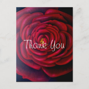 Carte Postale Peinture à l'huile de rose rouge Merci