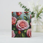 Carte Postale Peinture à l'huile de roses (Debout devant)
