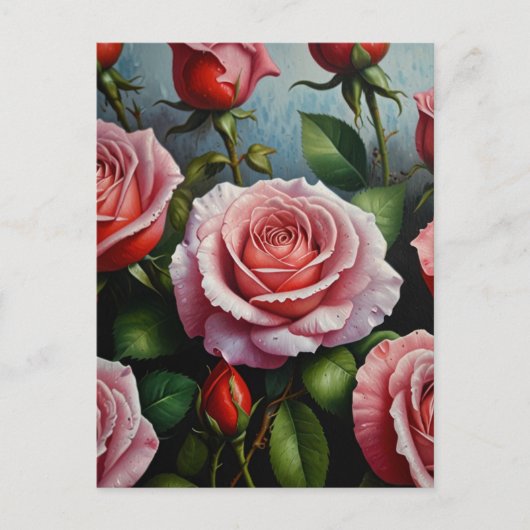 Carte Postale Peinture à l'huile de roses (Devant)