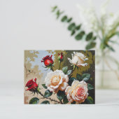 Carte Postale Peinture à l'huile rose blanche et rouge (Debout devant)