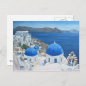 Carte Postale peinture à l'huile Santorini Oia (Devant / Derrière)