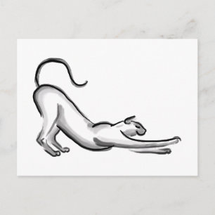 Carte Postale Peinture à pinceau de chat étirée