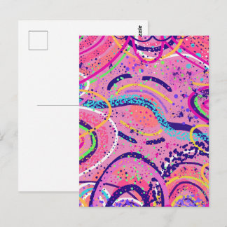 Carte Postale Peinture abstraite à l'état de flux rose