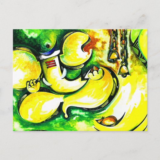Carte Postale Peinture Abstraite artisanale de Lord Ganesha (Devant)