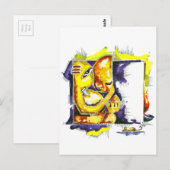 Carte Postale Peinture Abstraite artisanale de Lord Ganesha (Devant / Derrière)