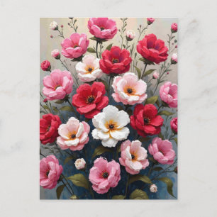 Carte Postale Peinture abstraite de fleurs stylisées