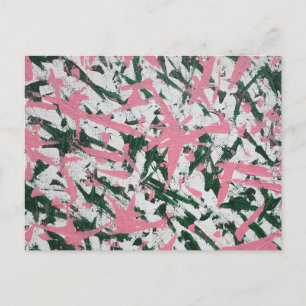 Carte Postale Peinture Abstraite en rose et vert
